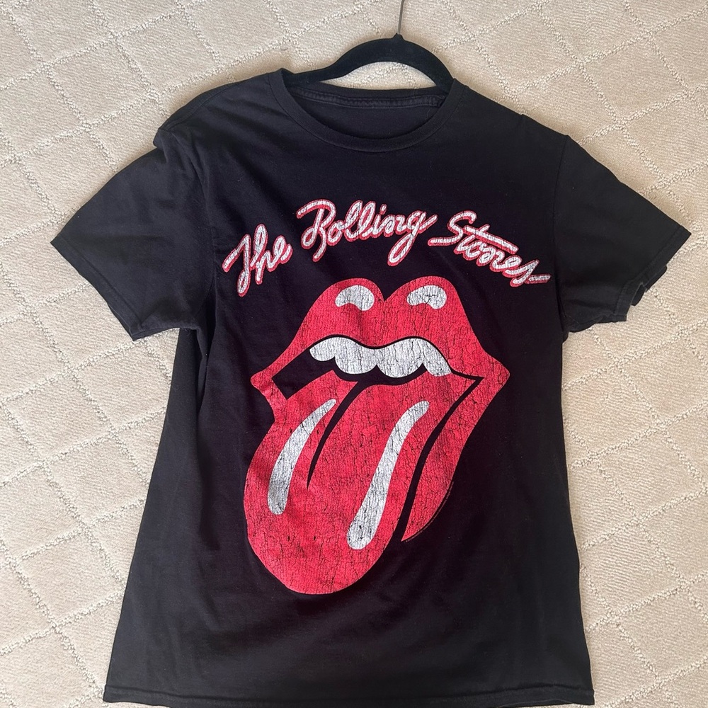 Rolling Stones Black T-Shirt with Red Logo